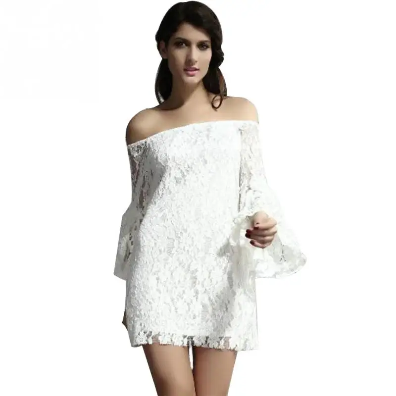 Для женщин Винтаж Свадебные в богемном стиле с открытыми плечами Slash шеи платье