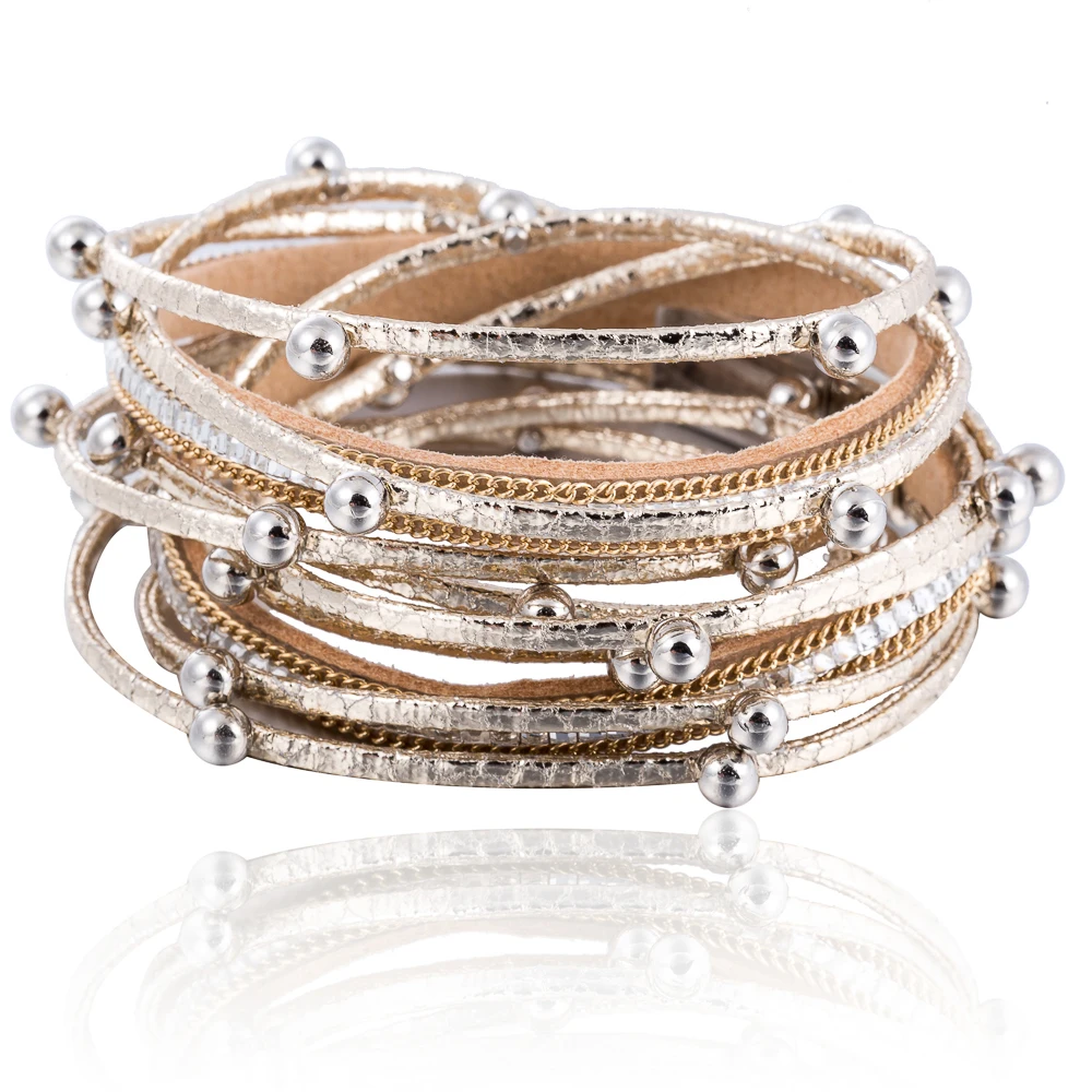 

WNGMNGL Vintage Multiple Layers Leather Bracelets & Bangle For Women 2018 New Fashion Charms Bracelet Femme Statement Jewelry