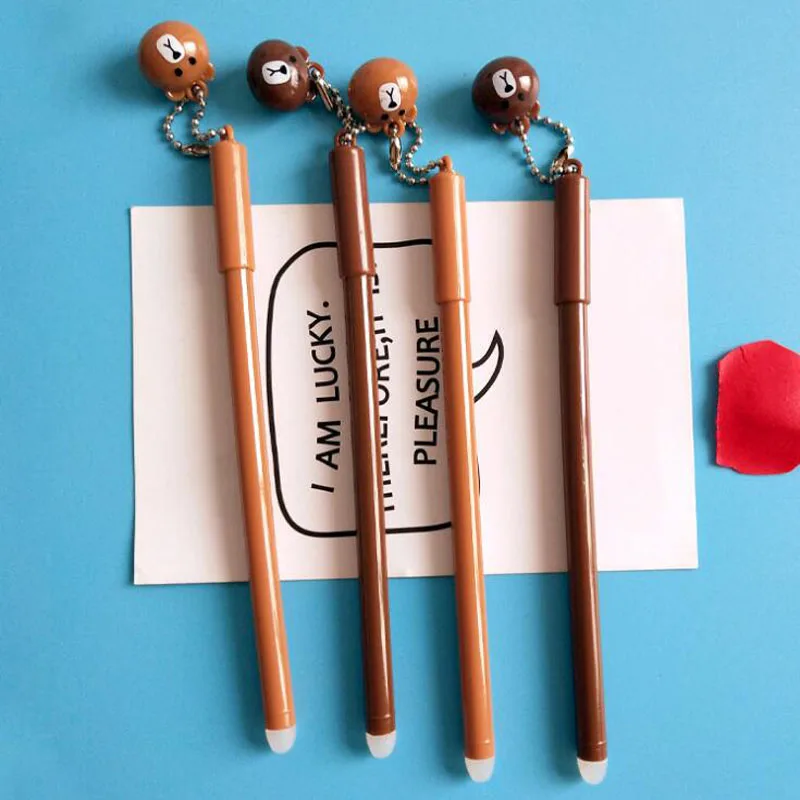 1 шт. стираемые ручки гелевая ручка Маленький коричневый медведь кулон школьные