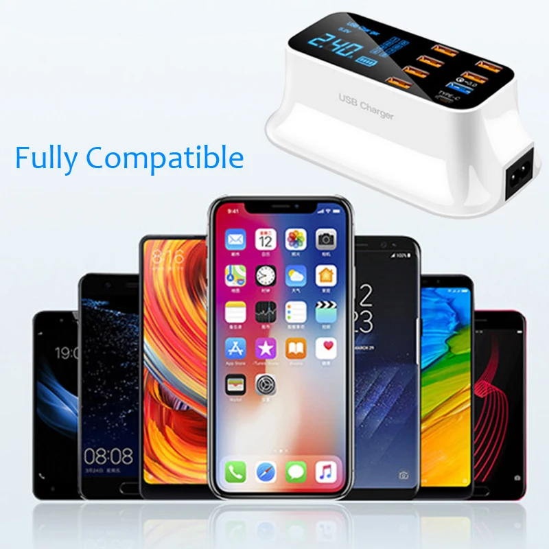 Зарядное устройство USB Type-C со светодиодным дисплеем и поддержкой быстрой зарядки