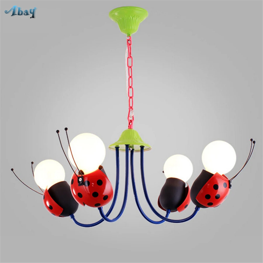Creative Lovely Ladybug Iron led Ceiling Lights for Bedroom Study Children's Room Lighting Fixtures kindergarten ceiling lamp |