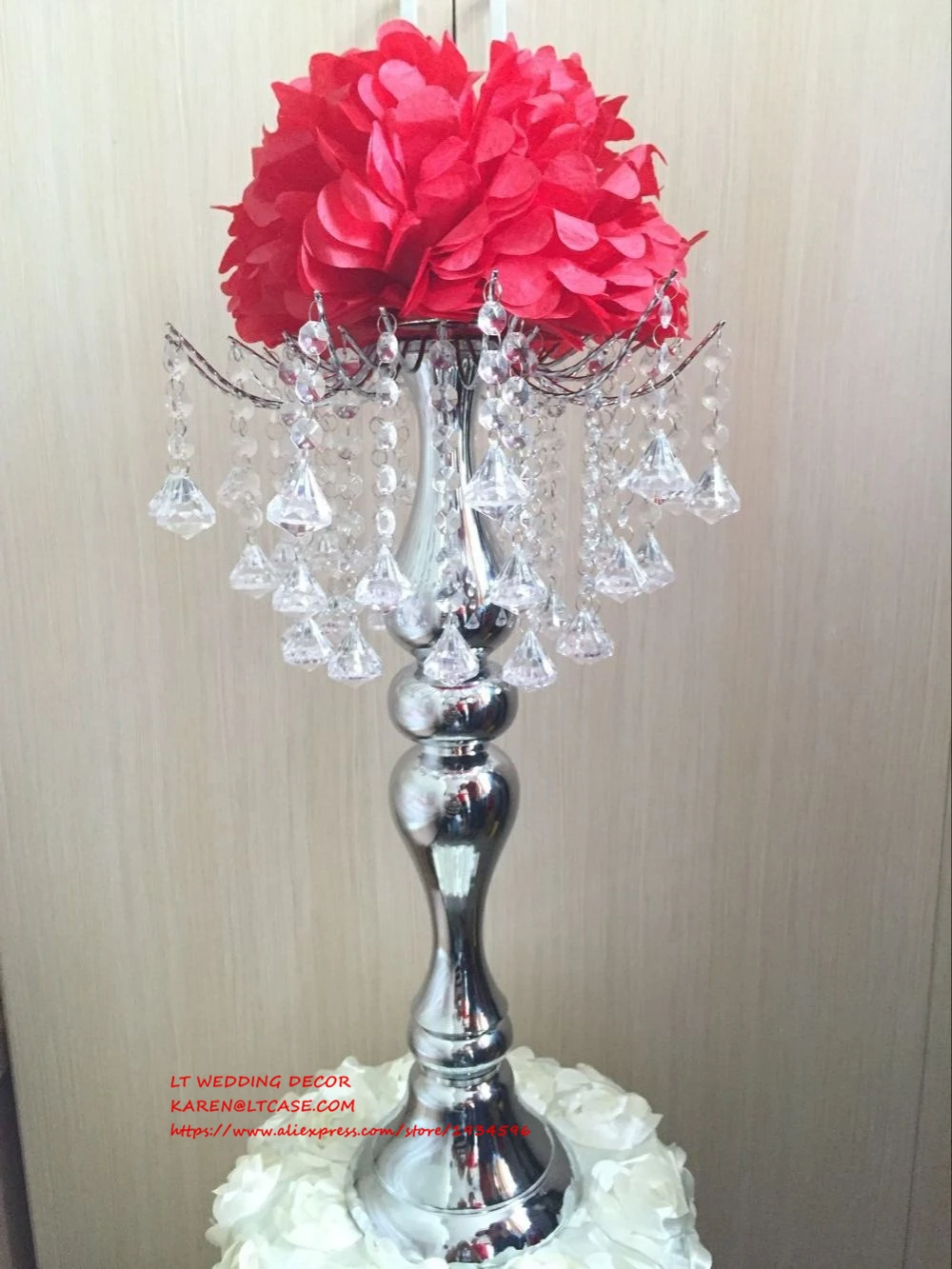 

wedding table centerpiece crystal flower holder decor metal crystal stand Candelabra Candle Holder party Centerpiece pillar