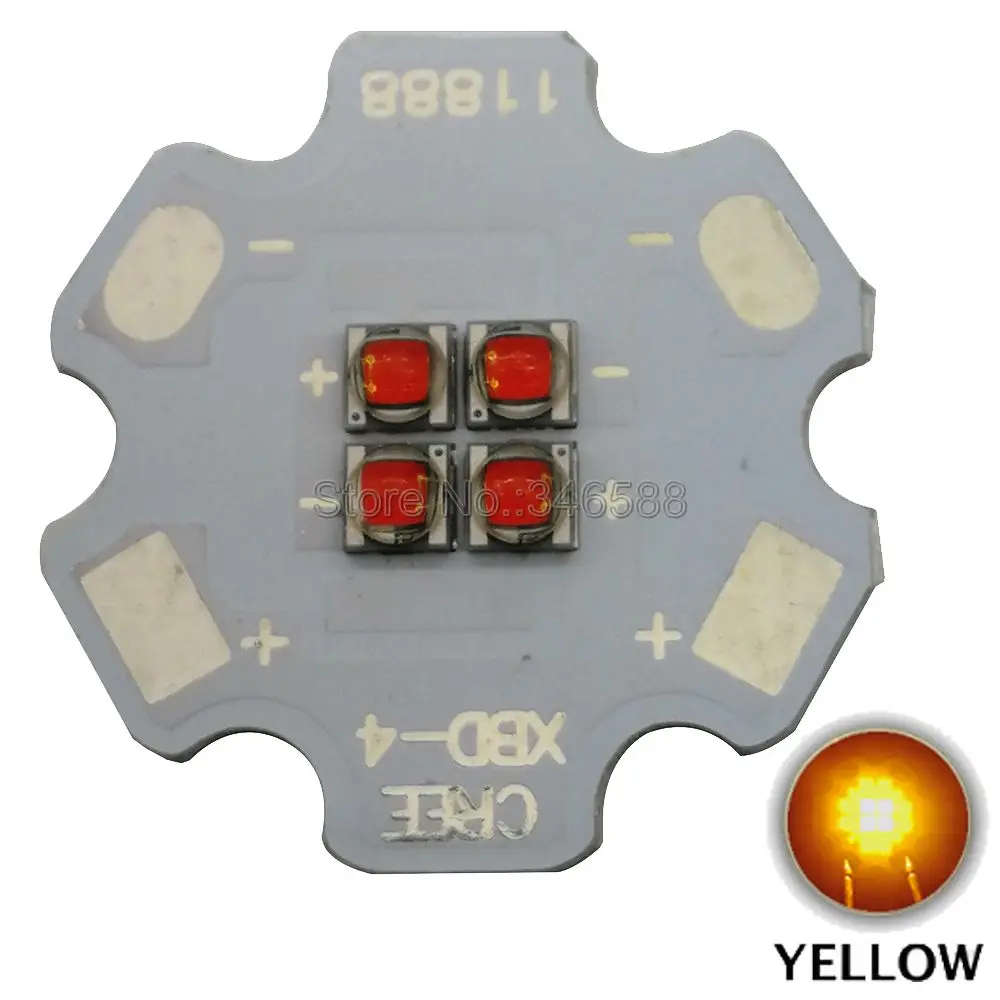 Cree XBD XB-D 4 светодиодный s 4-чип интегрированный высокой мощности Светодиодный излучатель светильник 12 в белый/теплый белый/красный/зеленый/синий/желтый DIY светильник - Испускаемый цвет: Yellow