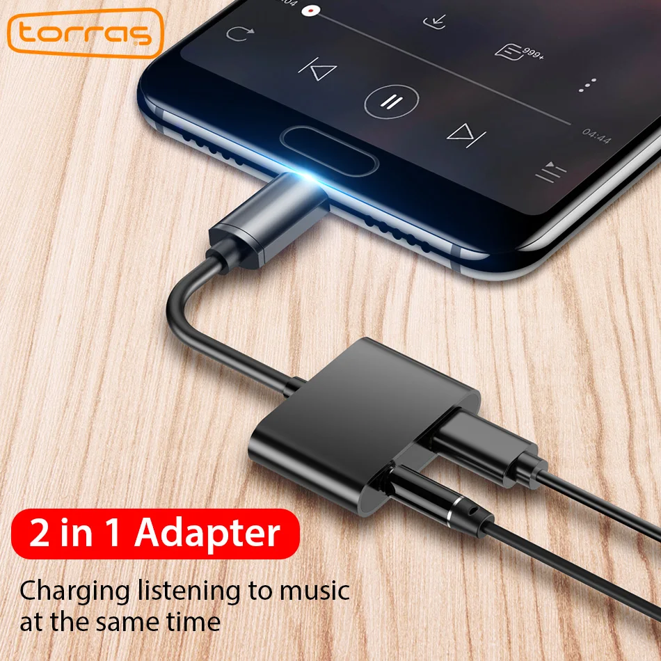 TORRAS 2 в 1 usb Тип C адаптер для Huawei p20 Pro USB до 3 5 мм зарядки AUX Xiaomi Mi 8 c