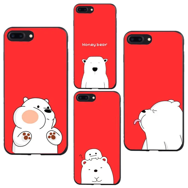 Ультра тонкий красный чехол для iphone 7 7plus SE 6 6S x Cute Bear чехлы телефонов мягкая задняя