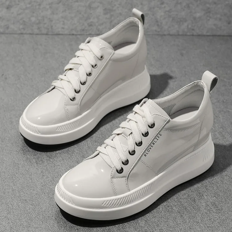 Кроссовки женские из натуральной кожи на платформе с вулканизированной подошвой