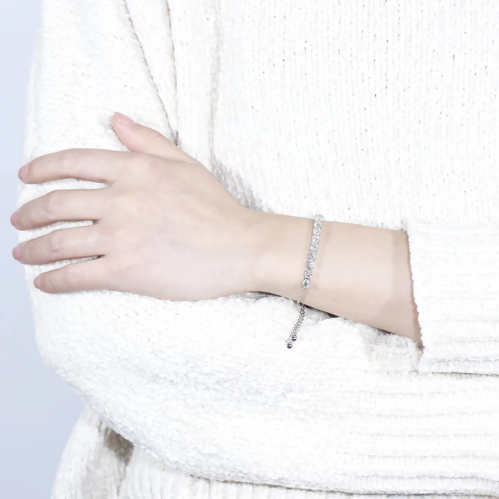 Женский браслет из серебра 925 пробы с муассанитом|Гибкие и жесткие браслеты| |