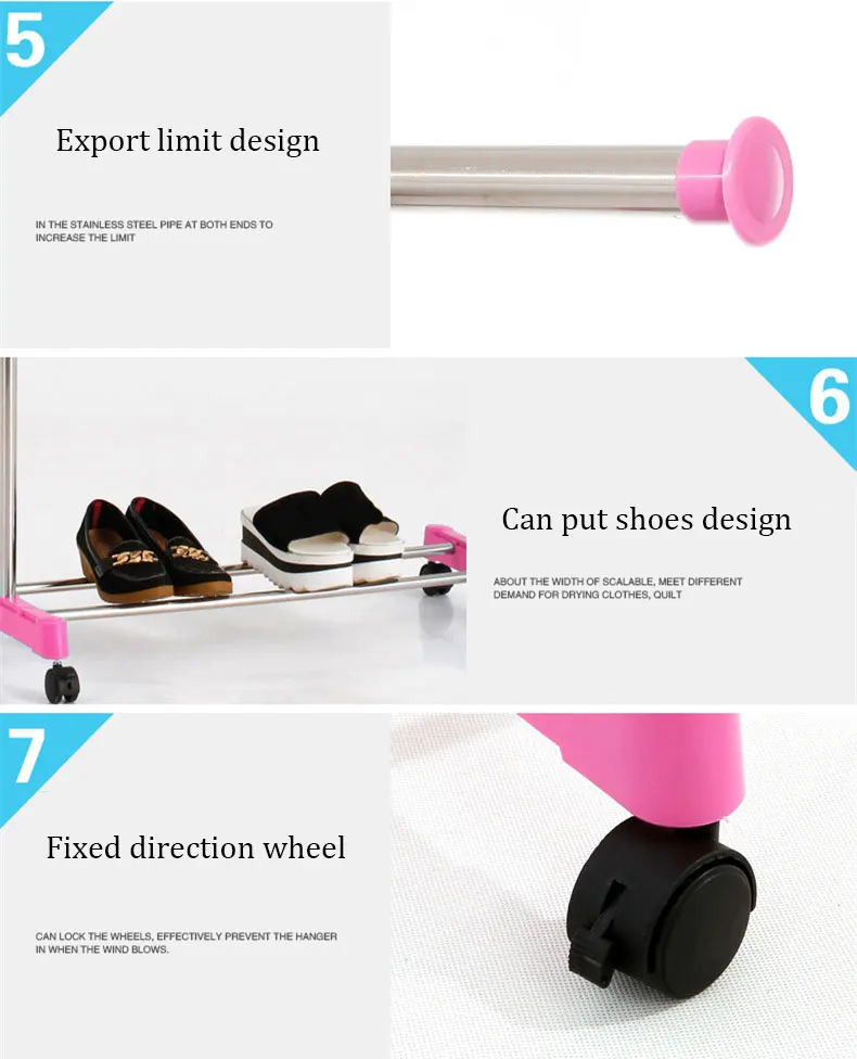 Simple Folding Clothes Hanger Movable Assembled Coat Rack Stand Adjustable Clothing Closet Bedroom Living Room Furniture