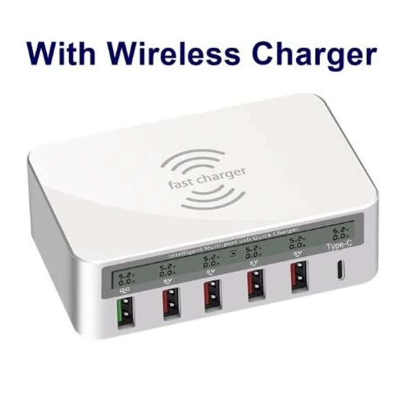 Wireless Charger Tongdaytech 10 Вт мульти 4 порта USB Qi Беспроводное зарядное устройство для Iphone X XS samsung lcd Quick Charge 3,0 Быстрая зарядка Cargador Movil - Тип штекера: Wireless Charger