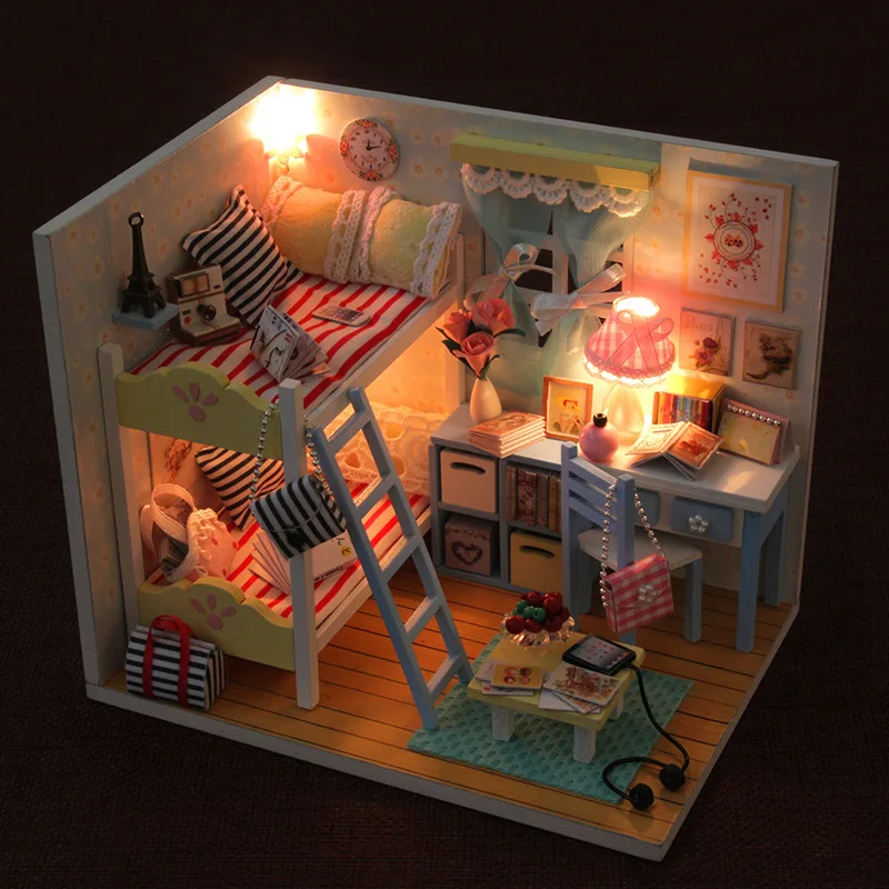 3D Детские деревянные сборные DIY Кукольный дом игрушка Miniatura кукольные домики наборы мебели для девочек Декор для гостиной подарок на день рождения