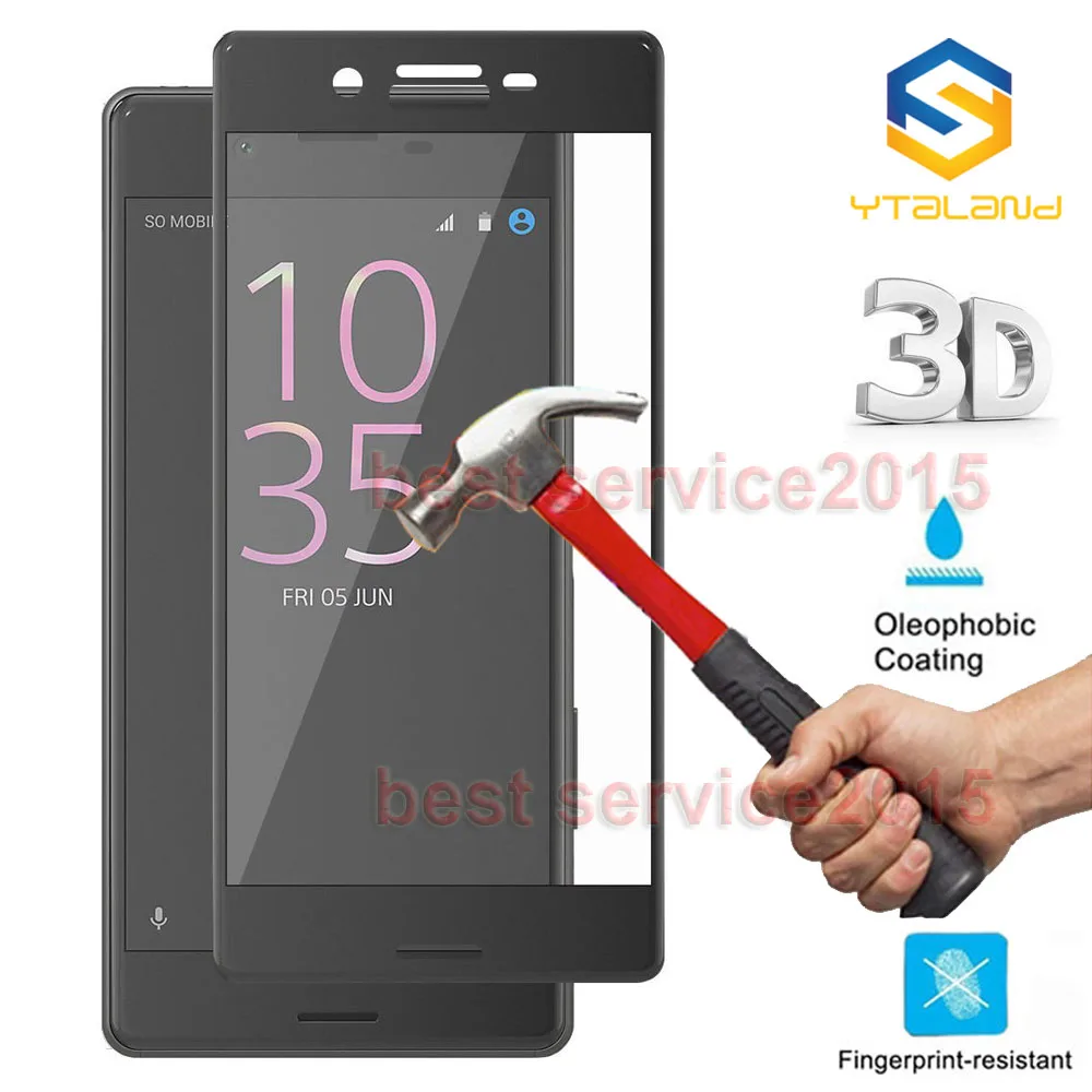 3D полное покрытие 9H + закаленное стекло для защиты экрана Sony Xperia X /