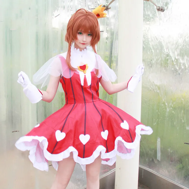 

Sakura Clear Card Cosplay Card Captor Sakura OP2 Heart of Rose Gamble suit cosplay costume summer dress Sakura cosplay dress
