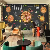 restaurant cafe background wall mural 3d hand painted pizza photo wallpaper cartoon eco friendly wall painting papel de parede
