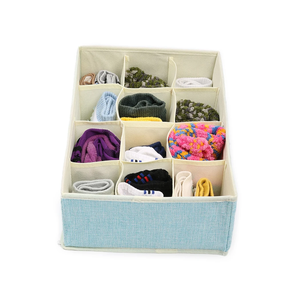 Shushi new Linen type socks underwear Storage Box Folding Closet Pattern For Bra Underwear Necktie Sock Clothing Organizer | Дом и сад