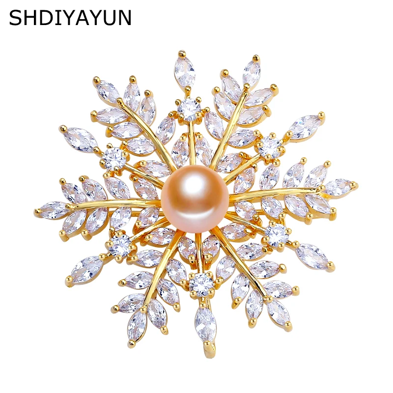 SHDIYAYUN 2019 новая брошь из жемчуга для женщин броши Снежинка булавки натурального