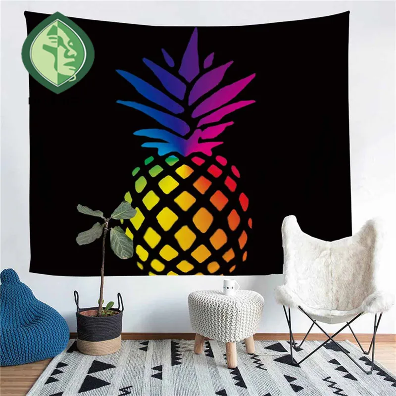 

HELENGILI Home Furnishing Pineapple Tapestry Wall Hanging Sandy Beach Picnic Throw Rug Blanket Camping Tent Sleeping Pad