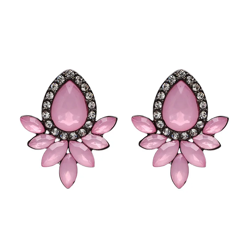 Hot Pink Новые модные серьги, стразы, милые металлические серьги-гвоздики с драгоценными камнями для женщин, серьги с кристаллами, Brincos FactoryW3208 - Окраска металла: Hot Pink