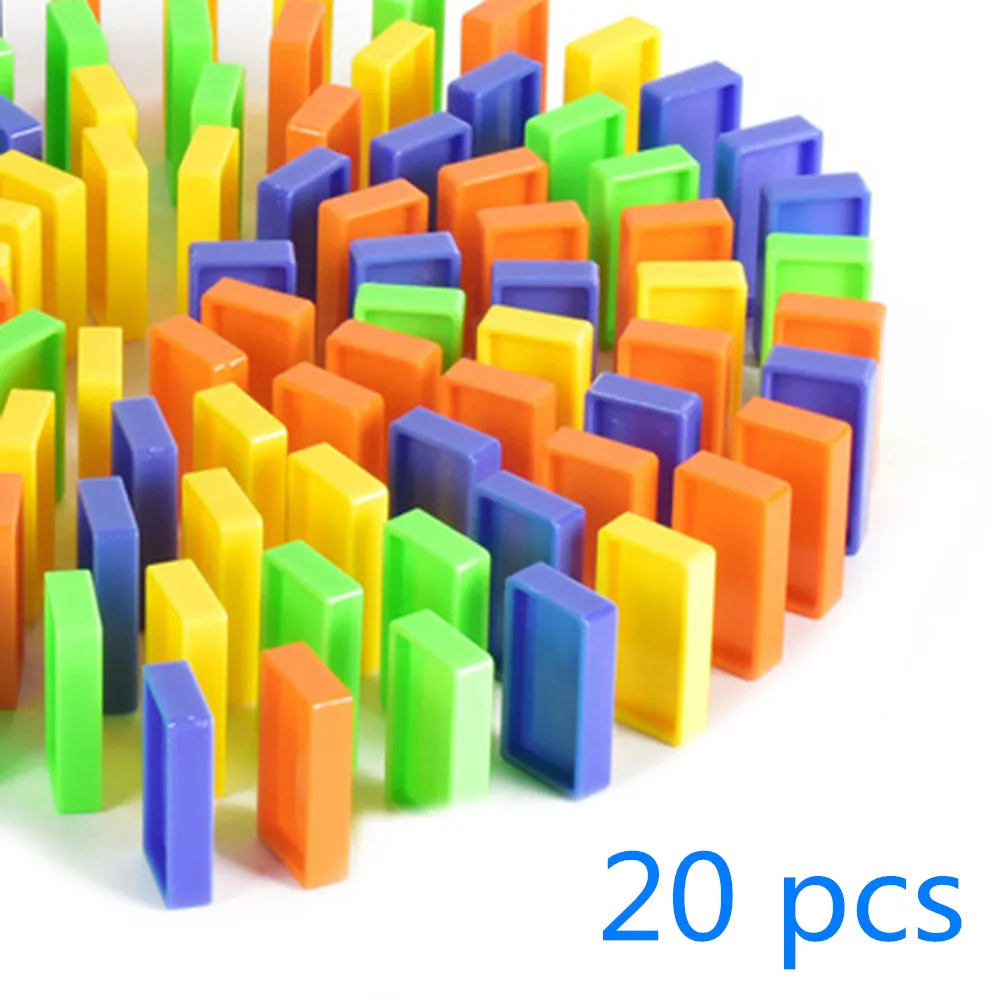 Domino 20 pcs Новое поступление игровой набор домино поезд автоматический поезд с 60 красочными блоками домино DIY игрушки подарок для детей - Цвет: Domino 20 pcs