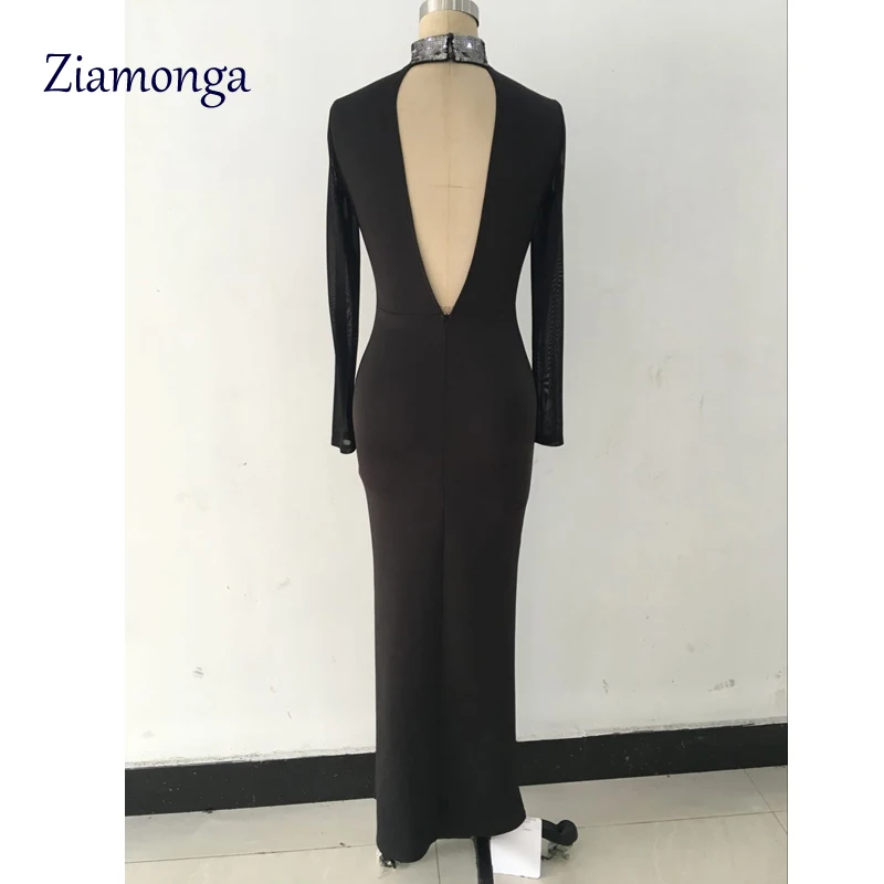 2017 Брендовое дизайнерское женское черное зимнее платье с длинными рукавами