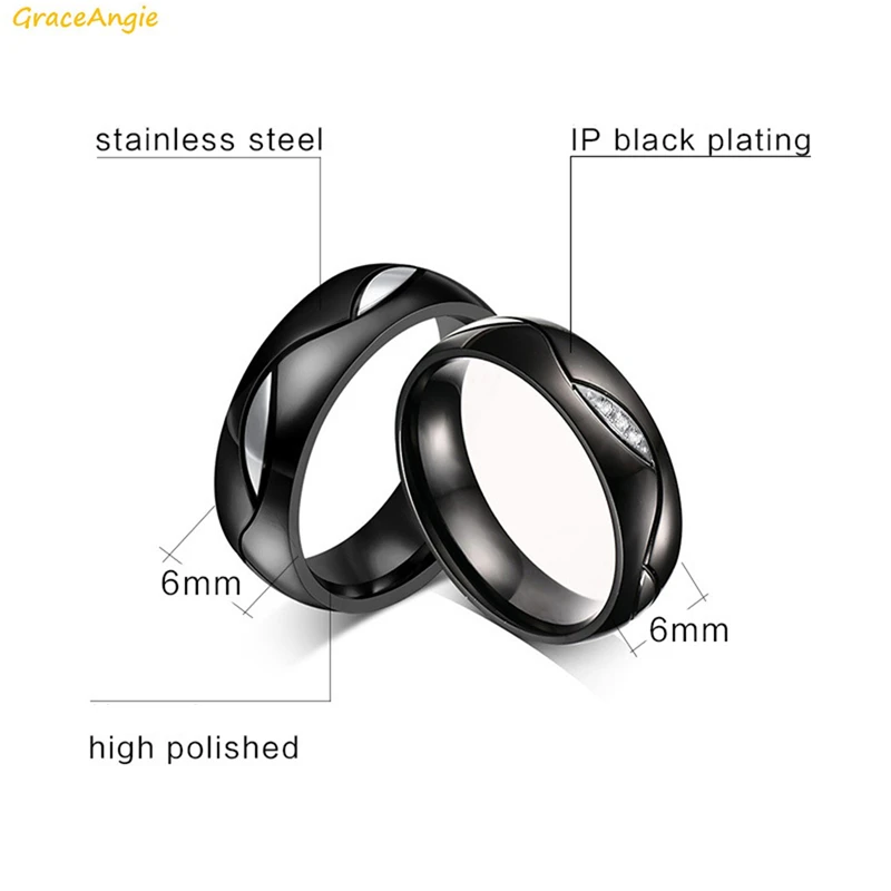 Кольцо GraceAngie из титановой стали для влюбленных пар 1 шт.|titanium steel|couple ringsring titanium |