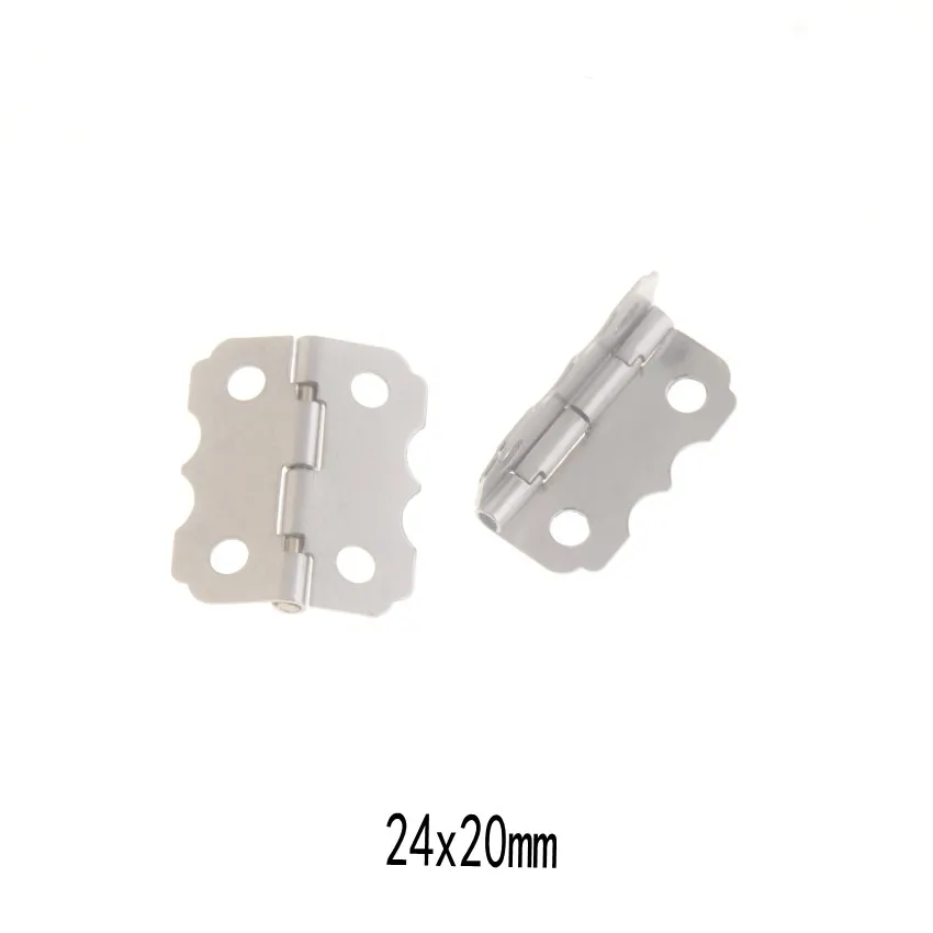 20x24mm Silver 10 компл. Золотые/серебряные/бронзовые дверные петли ящика шкафа Ювелирная коробка декоративные петли для мебельной фурнитуры - Цвет: 20x24mm Silver