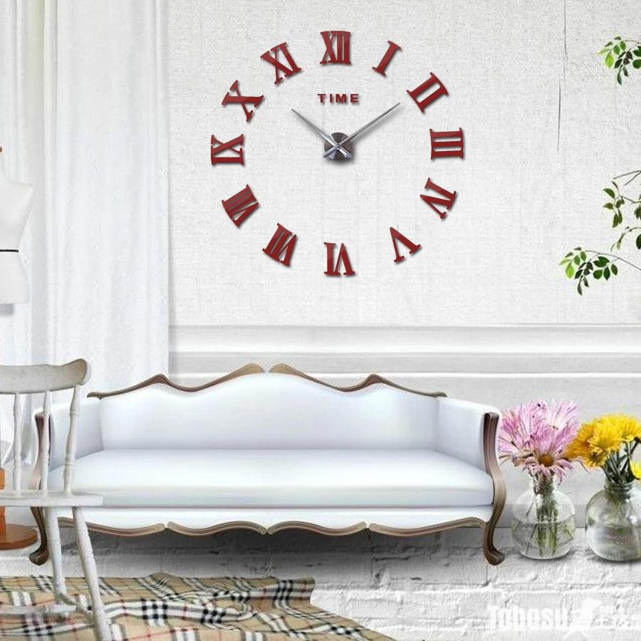 Модные DIY настенные часы персонализированные акриловые зеркальные наклейки