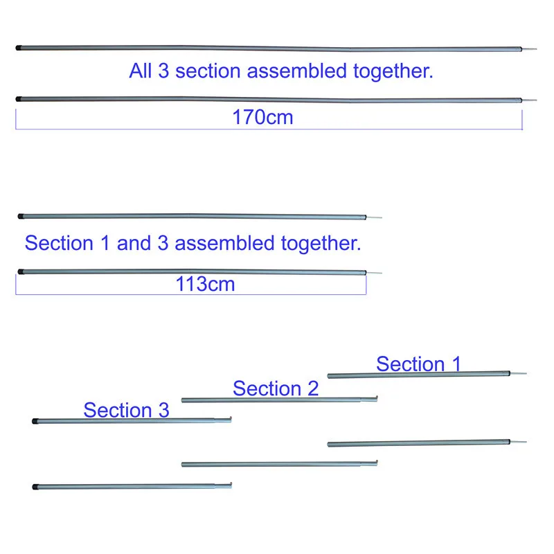 Открытый колышки для походной палатки складной 3 раздел регулируемый двойной