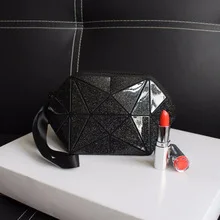Косметичка, милая сумка для косметики, с геометрическим рисунком, брендовая косметичка для женщин - Цвет: black