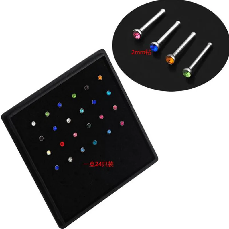 Кольца и штифты для носа 24 шт./лот в индийском стиле с австрийскими кристаллами 20