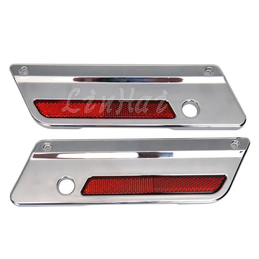 Хромированный для седельной сумки крышки с защелкой красными отражателями Harley