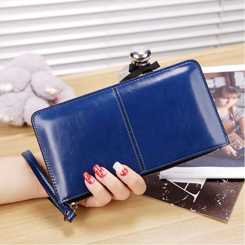 L Navy Blue Mara's Dream, женские кошельки, конфетные, масло, кожаный кошелек, длинный дизайн, дневной клатч, Повседневный, Дамский, денежный кошелек, Женская сумочка, Carteira - Цвет: L Navy Blue