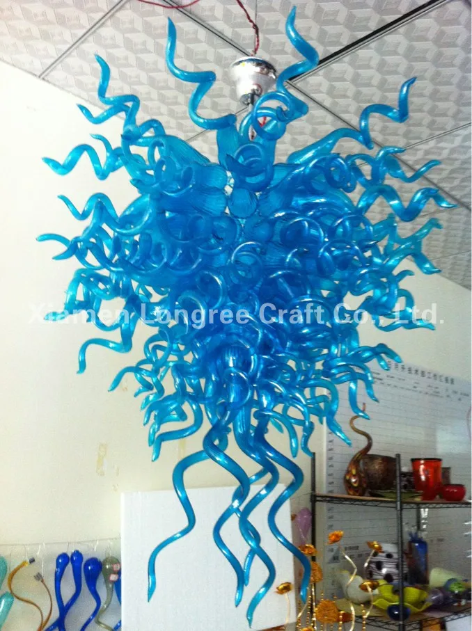 

Contemporary Ceiling Lamp LED Light Source European Italian Dale Style Blue Hand Blown Murano Glass Chandelier for Hotel