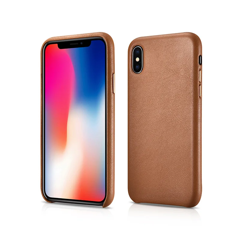 Brown Топ из натуральной кожи чехол для iPhone X XS MAX XR icarer из натуральной воловьей кожи держатель для сотового телефона ультра тонкий - Цвет: Brown