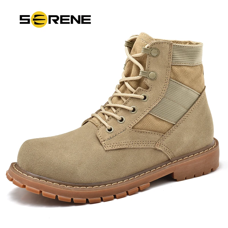 

SERENE Brand New Men's Boots Big size 37-47 Mens Chukka Boots Leather Canvas Street Stytle Winter Shoes Tactical Army Ankle Boot
