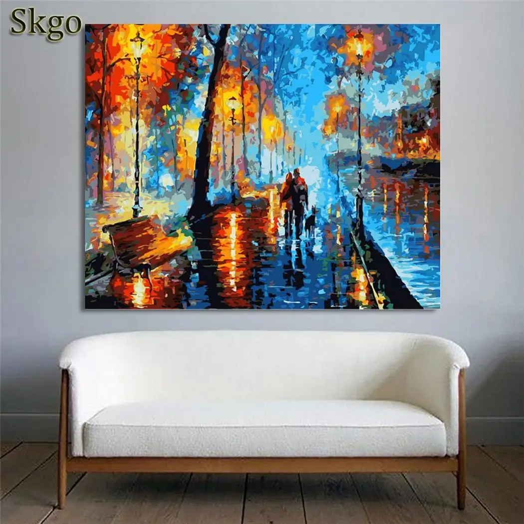 Домашний Декор фрейм закат пейзаж масло DIY живопись по номерам Наборы