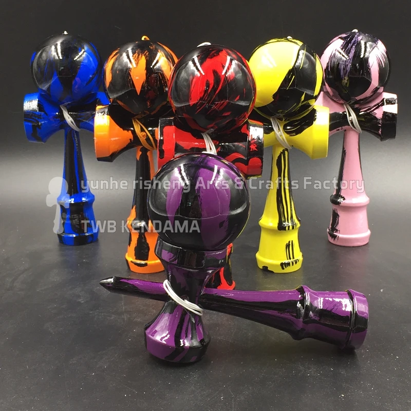 TWB мраморная краска kendama, Профессиональная деревянная игрушка дерево с бесплатными сумками розничная искусство kendama