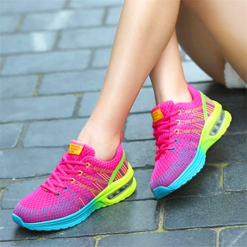 

2020 spring and autumn new flying woven breathable cushion air cushion casual running light travel female sneakers