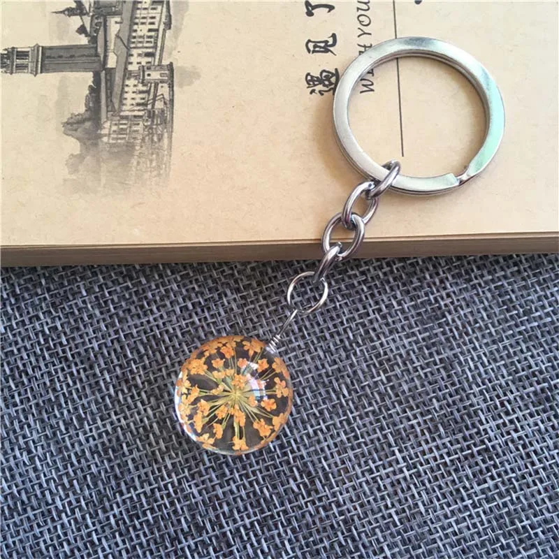 Новинка модный брелок для ключей ручной работы кольцо с натуральным сушеным