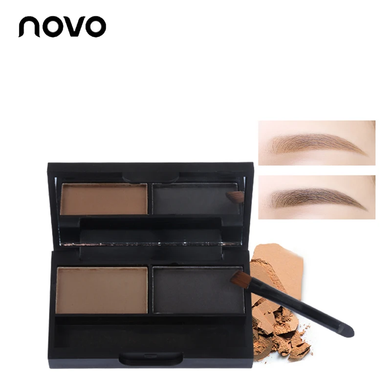 NOVO водонепроницаемый пудра для бровей Палитра Макияж Голый двойной цвет Тени век