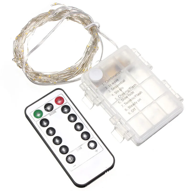 

Jiguoor 10M 100 LED Battery Operated Silver Wire String Fairy Light Xmas Christmas Home Decoration+ Remote Controller