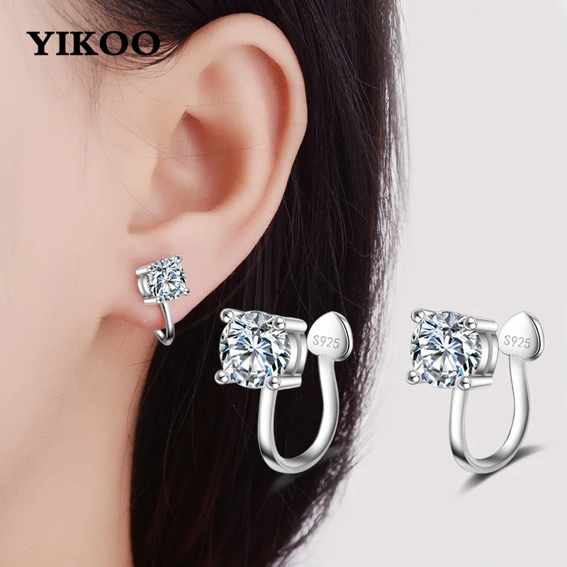 1 Pair Elegant Women 4mm/6mm Zircon Clip Earrings Ear bone clip No Pierced boucle d'oreille Bijoux | Украшения и аксессуары