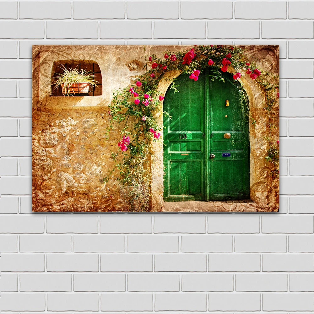 

JQHYART Painting Wall painting Picturesque Old House Door art Wall Art Picture For Living Room painting no frame