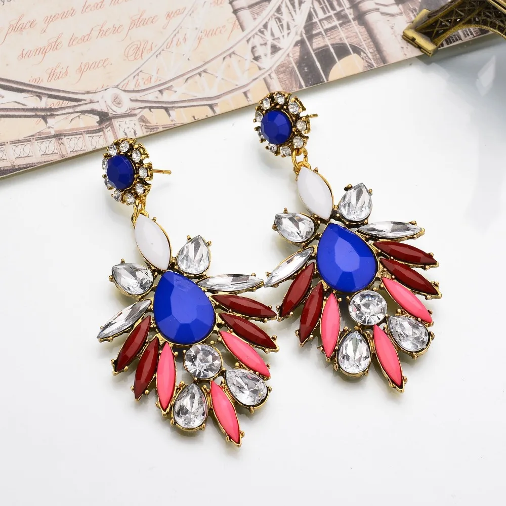 SexeMara New Jewelry 4 Colors Bohemia Ethnic Metal Pending Crystal Dangle Earrings For Women Christmas Gift | Украшения и