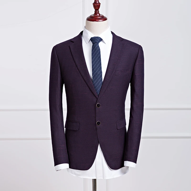 Мужские костюмы для отдыха синие фиолетовые блейзеры мужские модные не гладить