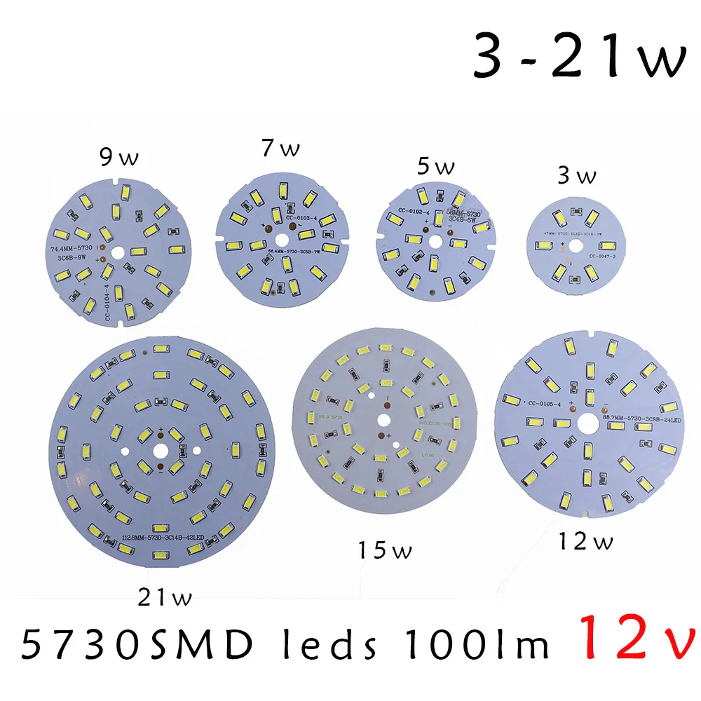 Сверхъяркая печатная плата SMD5730 12 В 100 лм/Вт лампа 3 Вт 5 7 9 15 21 светодиодная