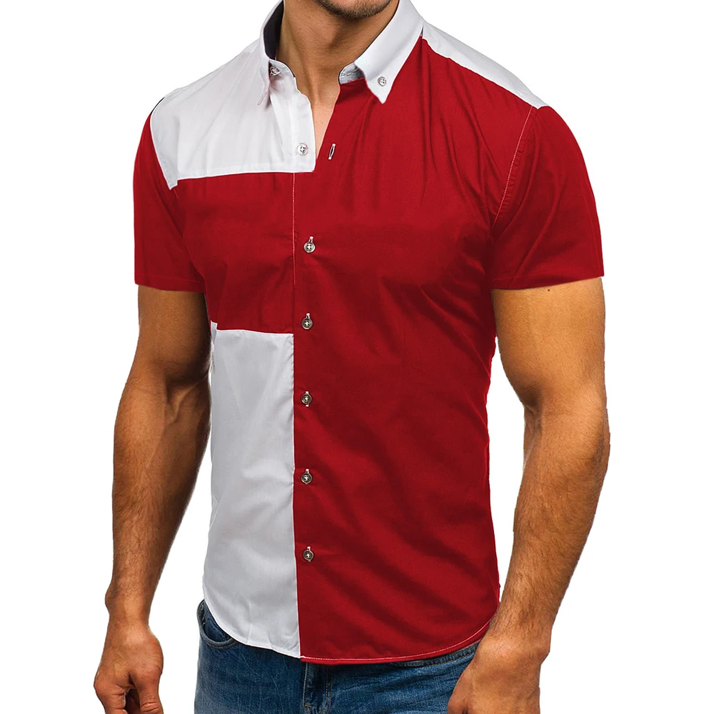 2019 Летняя мужская рубашка модная повседневная с коротким рукавом|Повседневные