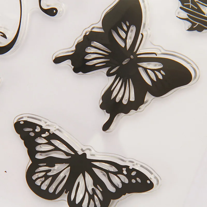 Винтажный красивый прозрачный силиконовый штамп с бабочками для скрапбукинга DIY