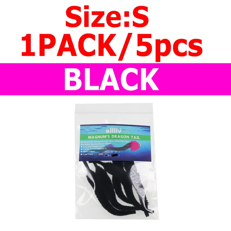 5pcs black 5 шт./упак. Размеры S рыбий мушек Материал Magnum для хвоста дракона для Щука мускусный strearmer Fly приманка для ловли морской рыбы - Цвет: 5pcs black