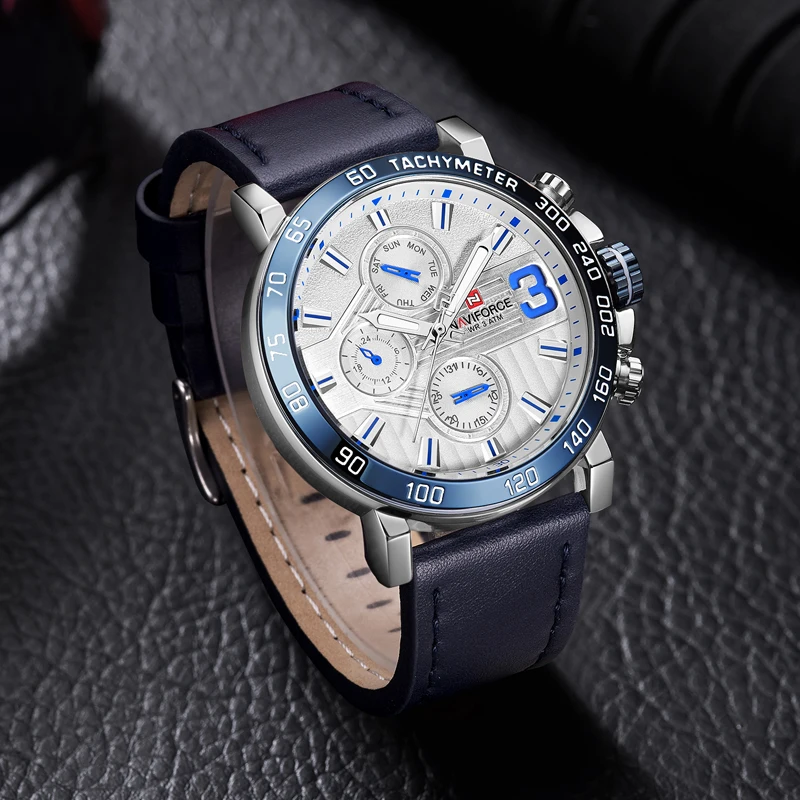 Лучший бренд класса люкс NAVIFORCE часы мужские модные кожаные кварцевые с 6