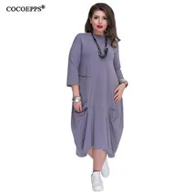 COCOEPPS, новинка, 6XL, большой размер, кружевное цветочное осеннее платье для женщин, а-силуэт, Красного размера плюс, повседневное женское платье, три четверти, Vestidos